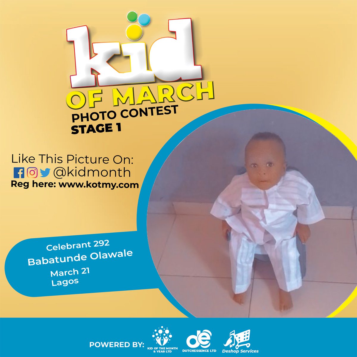 KID OF MARCH 2021 
- STAGE 1

To vote for your favourite kid, kindly follow the page and retweet the picture.

You can register now ahead of time for your kid's birthday month - kotmy.com/registration

REGISTER NOW @
kotmy.com/registration

NOTE THAT EARLY REGISTRATION IS FREE