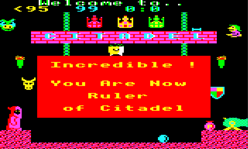 chrisl4m's tweet photo. Here's the congratulation screen for all your hard work 😋 #bbcmicro #retrogaming #superiorsoftware https://t.co/ZZd6mXu4HP