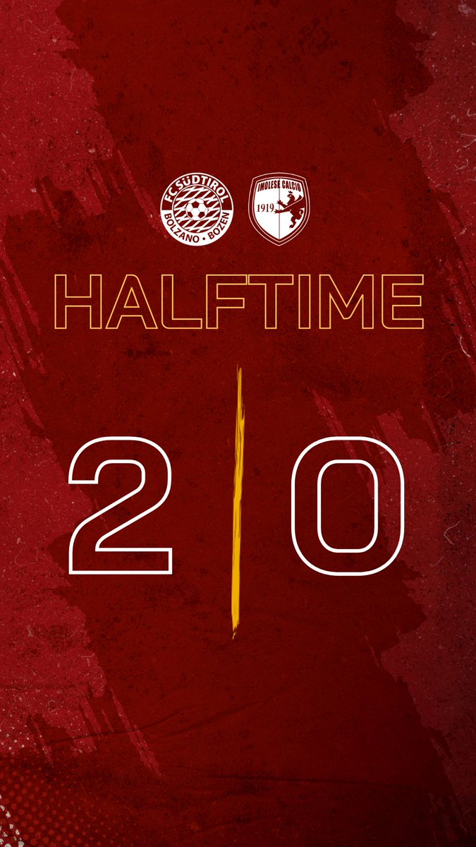 fclubsuedtirol's tweet photo. ⚽️HALF TIME
La prima frazione si chiude sul risultato di 2⃣-0⃣ grazie alle reti di #Voltan e #Morelli.
FORZA RAGAZZI PER IL SECONDO TEMPO!💪
#FCS #FCSüdtirol #PassioneBiancorossa #Whitereds #SerieC #passion #SUDIMO #FCSüdtirolImolese #LegaPro https://t.co/g7KDi3D0OQ