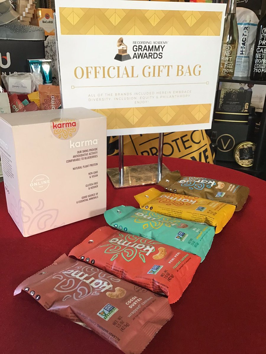 KarmaNuts's tweet image. We are so excited to spread some #GoodKarma in this years GRAMMY ® Gift Bag for the show's Presenters and Performers! #GRAMMYGiftBag
