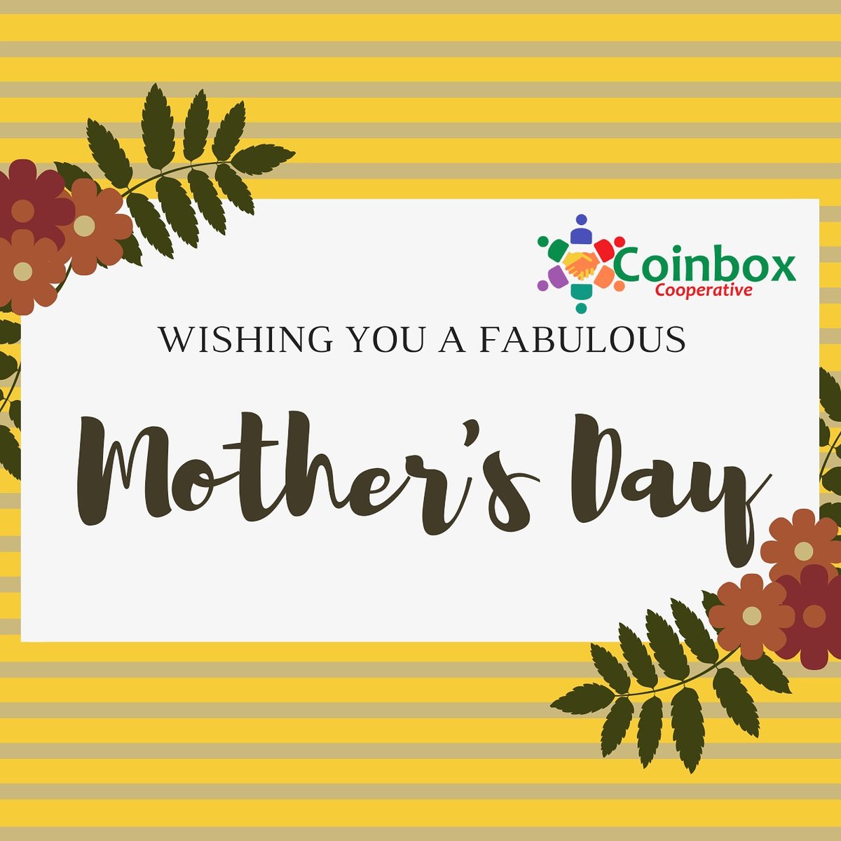 coinbox_coop's tweet photo. Coinbox Cooperative is wishing every great mother out there a happy mother's day. What would the world be without you. Keep being beautiful and stay happy.

#MothersDay2021 #Mar10Day #MotheringSunday https://t.co/oOm6oMaqCo