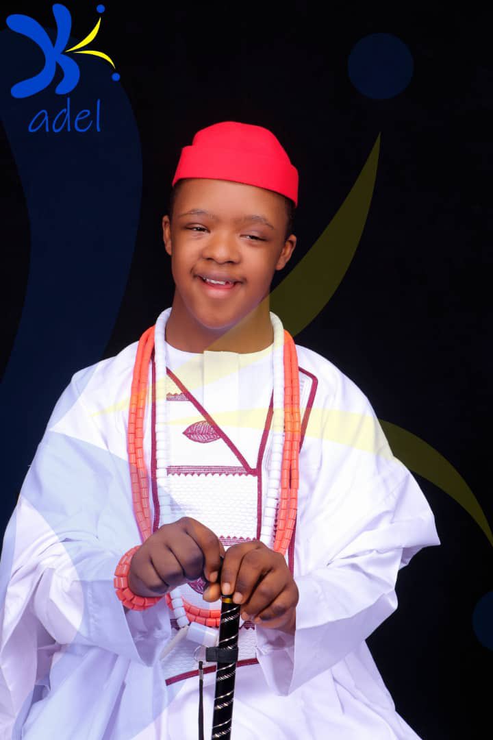 The Adelshimi story Adel Ogidi
 
Born with Down syndrome but challenging the fashion runway of Nigeria and beyond. 

The art of becoming... is lined with strokes from the brushes of the past, painting colors of who I am, a brand from intersections. 
#Adelshimi