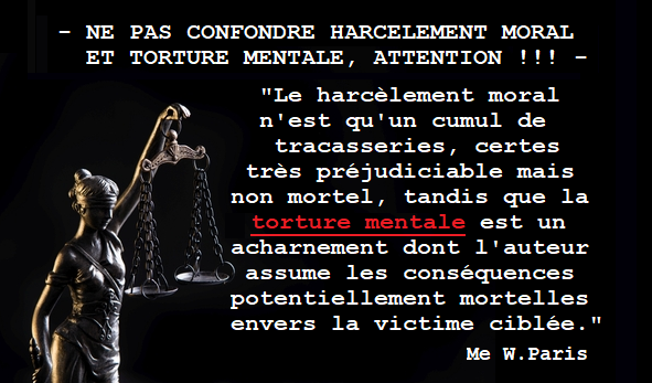 WilSedlex's tweet photo. - EN REALITE, IL NE FAUT PAS TOUT CONFONDRE... -
...et il faut appliquer le bon texte, quand l'acharnement destiné à provoquer la mort de la victime comporte, qui plus est, des crimes au sens de la loi.
La torture mentale est un crime qu'il ne faut plus ignorer.
@CSMagistrature https://t.co/qgF19KBzX9