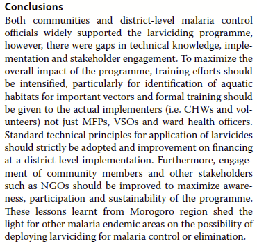 Fredros_Inc's tweet photo. Following initial success in Dar-es-Salaam in early-2000s, Tanzania now encourages larviciding nationwide to complement #malaria control

In this study, we identify ways to address key implementation gaps relevant to larviciding in local district councils

https://t.co/LteGAR0SEB https://t.co/V7O3KxPEk6