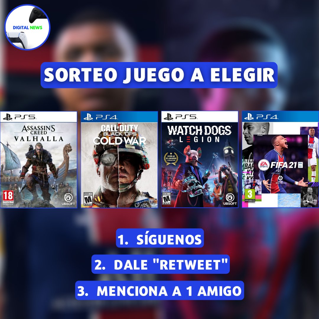 DigitalNewsPS's tweet photo. 🍀¡SORTEO JUEGO A ELEGIR PS4 &amp; PS5!🍀

👉PARTICIPA EN TWITTER:

1. Síguenos en nuestro perfil.⬆️
2. Da RT a este tweet.🔄
3. Menciona a 1 amigo.👥

👉PARTICIPA EN INSTAGRAM:

https://t.co/ssuW9uACWY

⏱Termina el 18/3

✅El ganador podrá elegir entre la versión de PS4 o de PS5 😁 https://t.co/vAFNBLVM9X