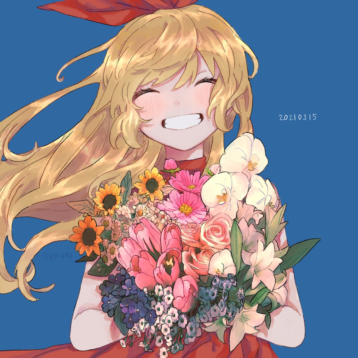 「とびっきりの笑顔で💐
#星宮いちご生誕祭
#星宮いちご生誕祭2021 」|✦ぱぴるす✦のイラスト