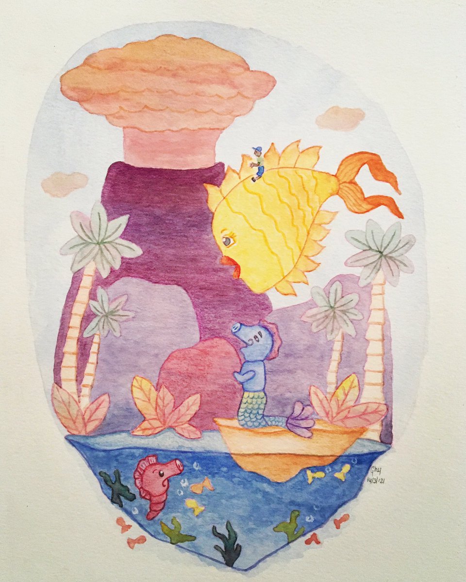laGhy's tweet photo. Happy Sunday funday☺️

Finally ready with this illustration. Let’s make a story together... I’ll start..

Suddenly, a big loud sound overwhelmed the atmosphere and the volcano erupted....

#art #artbyghy #illustration #storytelling #watercolor #aquarelle #sundayfunday https://t.co/vOxchONILb