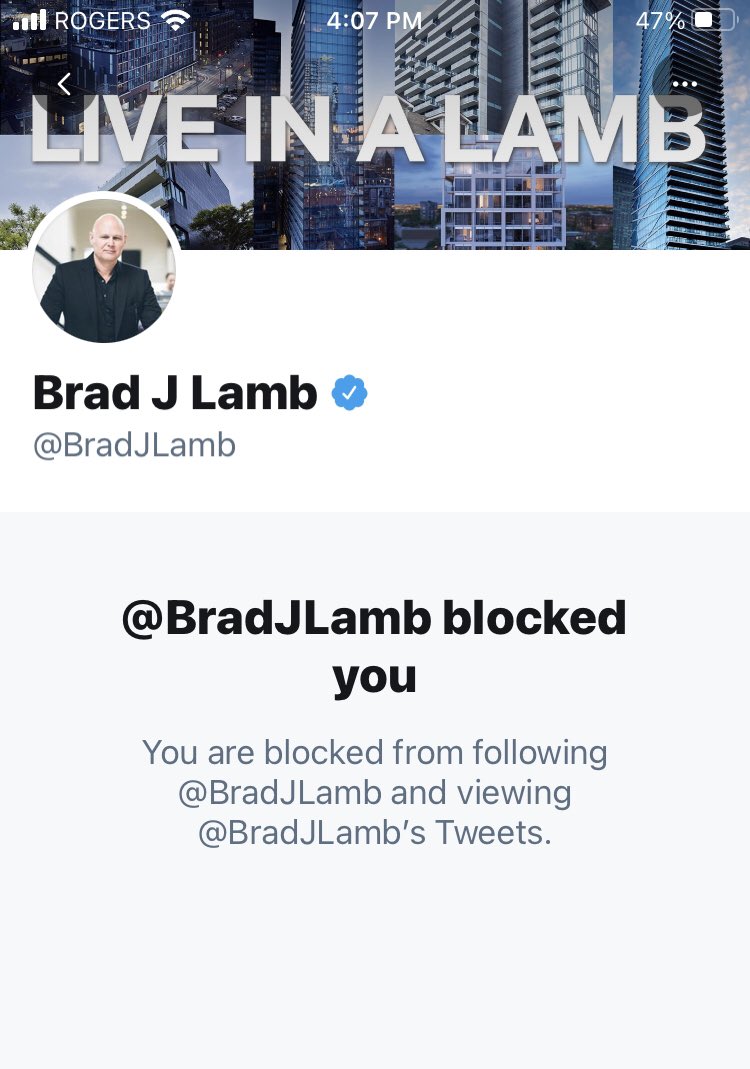 So Brad J Lamb blocked me on Twitter for... tweeting he should be held accountable for evicting people during a pandemic. I have like what, 12 followers? Seems like a good use of his time 👀
Also this is the first time I’ve ever been blocked on Twitter. Do I get a prize?