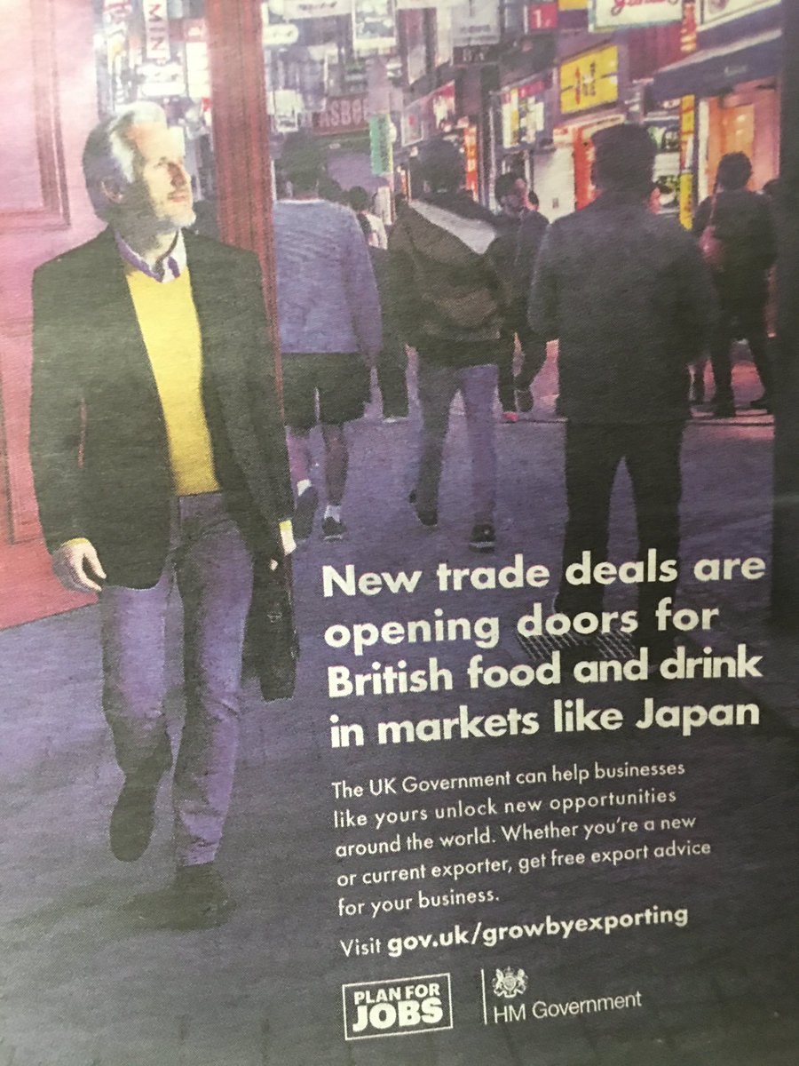 This is Orwellian - an ad in today’s Sunday papers. It will take at least five years for additional sales of food and drink to Japan to compensate for food and drink sales lost to the EU in January alone. Taxpayers should not be paying for such rank disinformation. Its propaganda