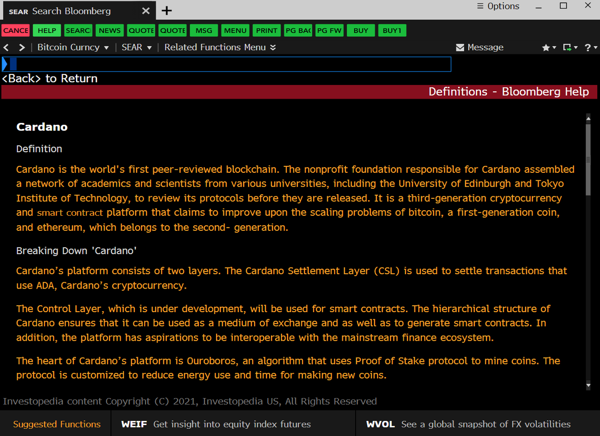 CryptoJeromeFR's tweet photo. #Cardano was just added to Bloomberg Terminal :) https://t.co/vcpVGpwTEA