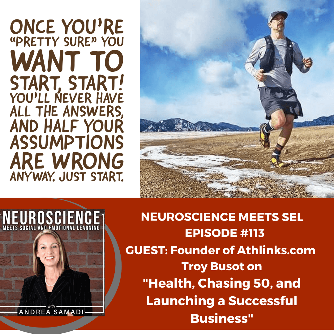 andreasamadi's tweet photo. Neuroscience Meets SEL Podcast EPISODE #113 is up with @TroyBusot, founder of @athlinks on "Launching a Successful #Business, #Health and #Chasing50." Watch https://t.co/6TnaIkR983 or listen https://t.co/OnhmY0MfQh #Businesstips #Wellbeing #Entrepreneurship https://t.co/SjXpOPkMhX