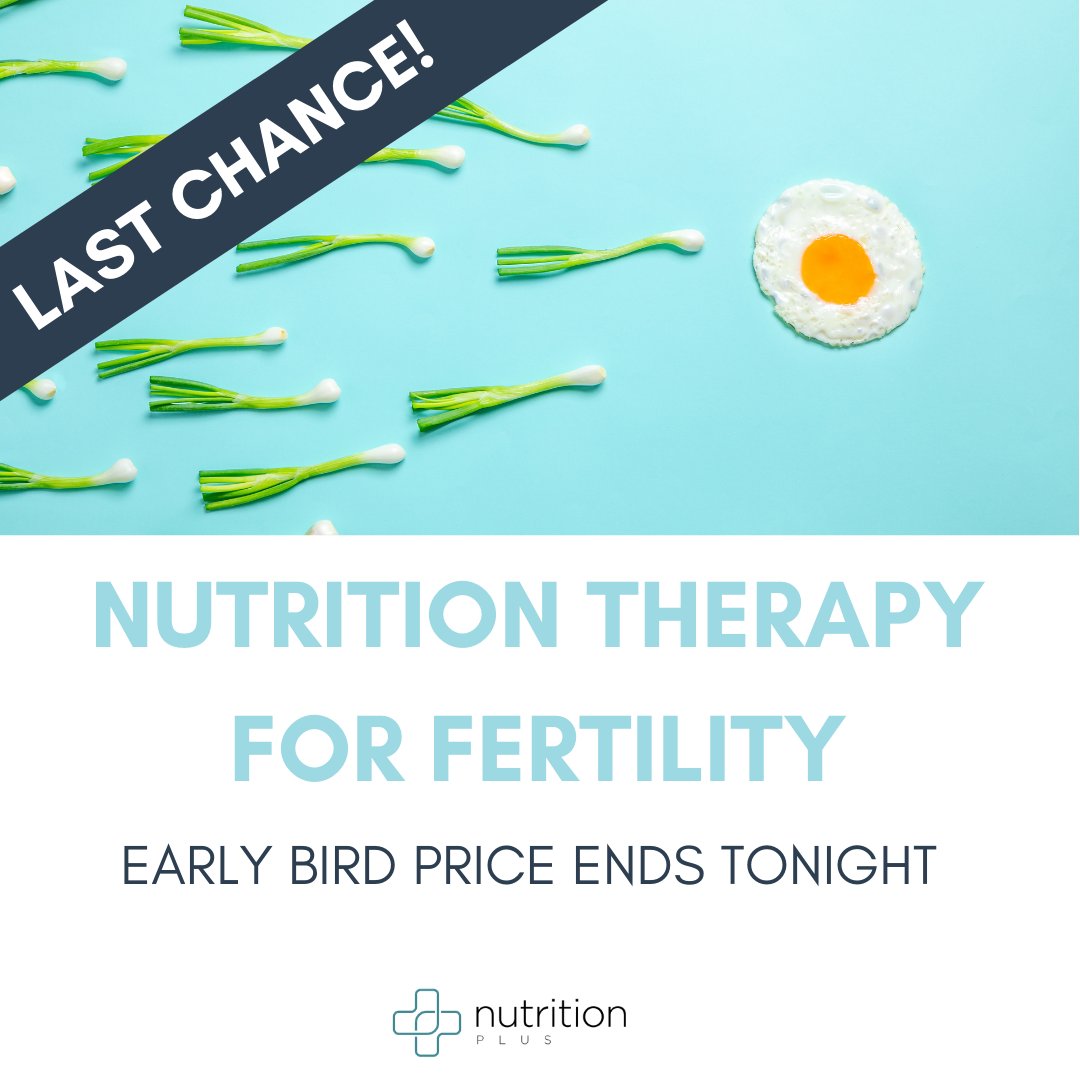 LAST CHANCE! The price for our ‘Nutrition Therapy for Fertility’ online course goes up TONIGHT! Save by enrolling in the course today! And remember, this course is only running ONCE this year, so don’t miss this opportunity. 

Registering at nutritionplus.com.au/onlinecourses