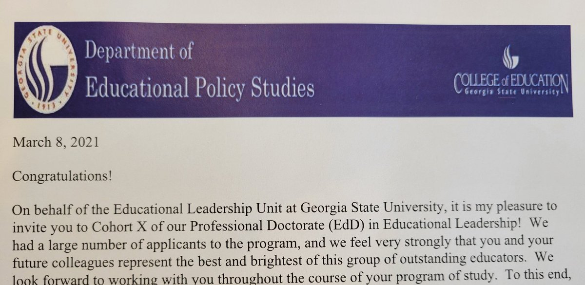 Amanda Lynch (@adnlynch) on Twitter photo Loved my time learning in the Tier One M.Ed program with <a href="/GSUEdLead/">GSU Educational Leadership</a>....so much, in fact, that I am going back for more! Excited to have been accepted to Cohort X of the Ed.D program in Educational Leadership! Loved my time learning in the Tier One M.Ed program with <a href="/GSUEdLead/">GSU Educational Leadership</a>....so much, in fact, that I am going back for more! Excited to have been accepted to Cohort X of the Ed.D program in Educational Leadership!
