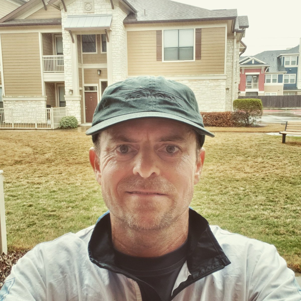 jetmike26's tweet photo. A wet and chilly #halfironman #training run. I am so glad I took a pass on the treadmill, though! Perfect conditions to test my first pair of #injinjisocks They are great!

 @vickifit05 @injinji https://t.co/j2paF5XNGD