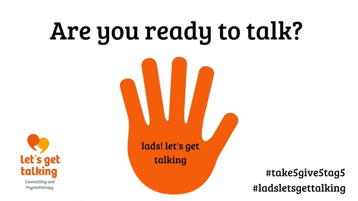 LadsLetstalk's tweet photo. Good things come in threes! That's why our #LadsLetsGetTalking campaign in aid of @Letsgettalking_  kicks off tomorrow with 3 asks.

1️⃣ Take 5 mins for yourself
2️⃣ Give €5 #linkinbio
3️⃣ Tag 5 - spread the word &amp; tag 5 people

#Take5Give5Tag5 #mensmentalhealth @WeAreTUDublin https://t.co/yjK87BOVAC