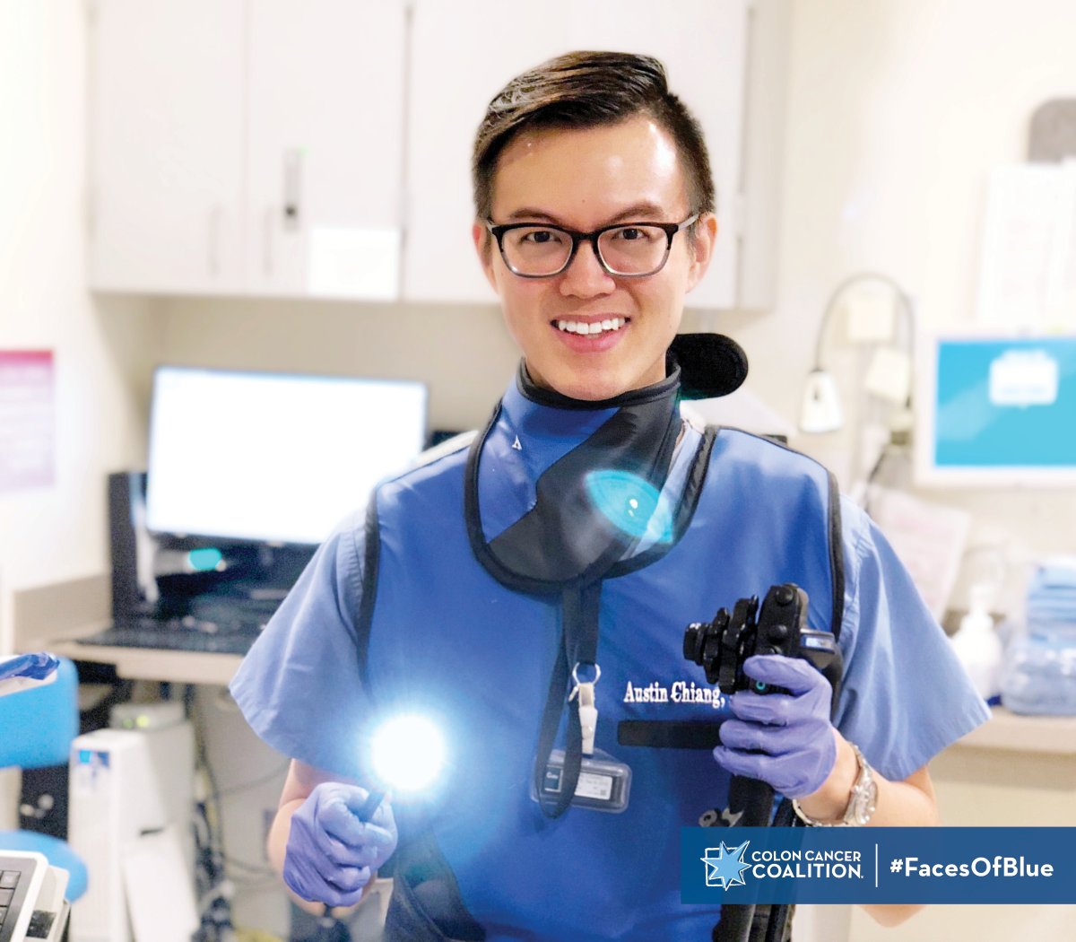 ColonCancerCoal's tweet photo. A passionate physician, @AustinChiangMD works to provide accurate info for patients. His entertaining videos educate about #GI health &amp; #colorectalcancer.

His story and passion is today’s #FacesOfBlue.

 https://t.co/4mG7TJKlss

Thx @SalixPharma for supporting this story series. https://t.co/siB84tKe24