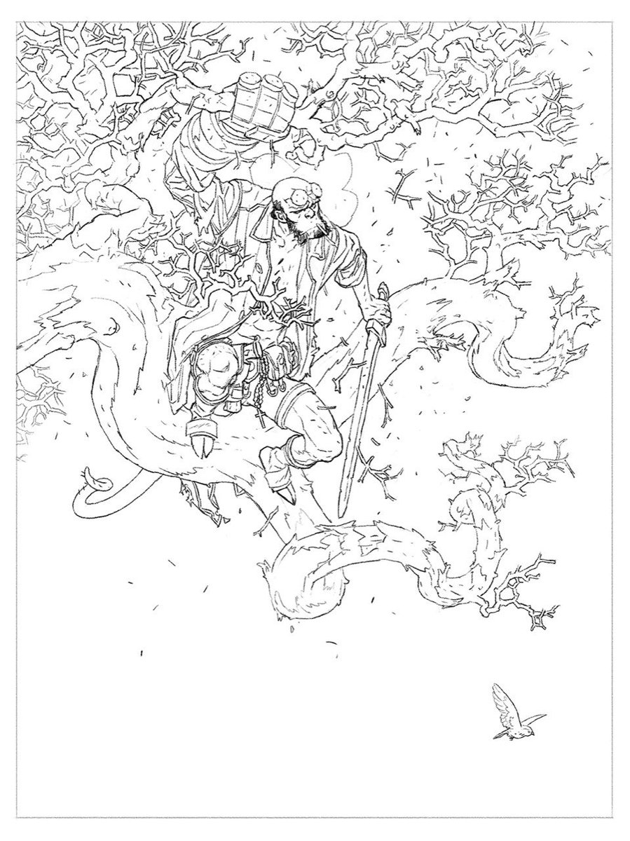 Here's process art for @duncanfegredo's print for the Kickstarter to fund @jimdemonakos and @frogchildren's documentary MIKE MIGNOLA: DRAWING MONSTERS.

https://t.co/SlrtZPJNCU 