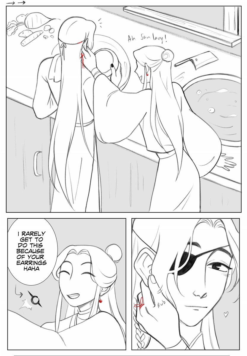i didnt realize it was white day today! here's xie lian marveling at the rare site of hua cheng's ear lobes #tgcf #hualian #天官赐福 
