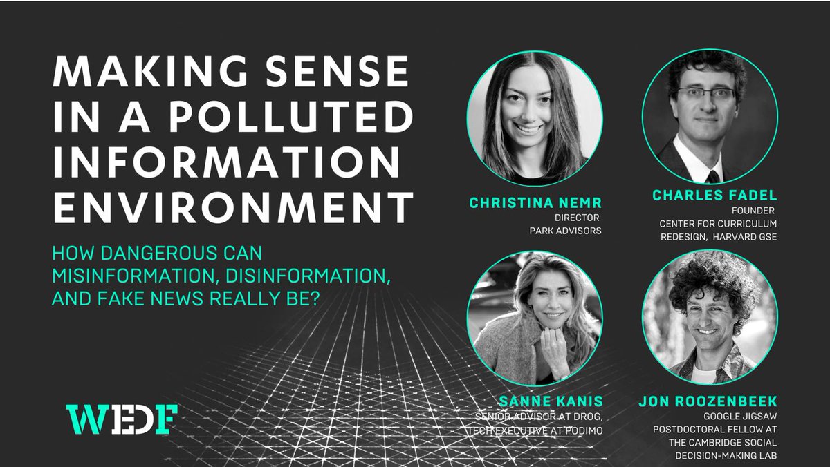 How dangerous can misinformation, disinformation &amp; 'fake news' really be?
 
Join Charles Fadel, @KaniskijktCom, <a href="/CNemrRun/">Christina Nemr</a> &amp; Jon Roozenbeek at #WEDF2021 as they discuss combating disinformation &amp; tools for developing media literacy.
 
Buy your tickets now: worldethicaldataforum.org/tickets