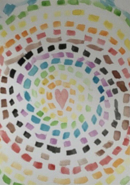 First graders created paintings inspired by the art of Alma Thomas. #almathomas #inspire96 #firstgradeart #youthartmonth