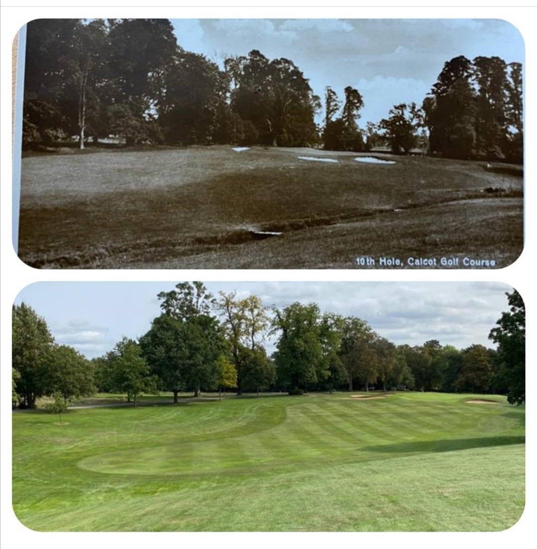 ReBirthOfCalcot's tweet photo. The driveable par 4 10th hole

Measuring roughly 270 yards. The current space between the bunkers allows for a 'run up' shot into the green. 

Can't wait to see how this plays out when the original bunkers go back in! https://t.co/rSP1DwsCEz