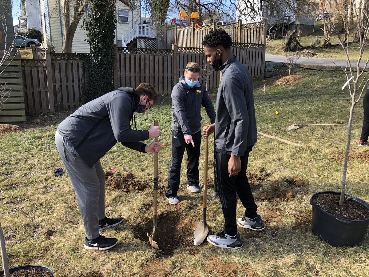 LFcoachGriggs's tweet image. Up early on a Sunday doing a little landscaping with the squad. It was great to work with @SAWHfH and @shenandoahgreen to help make a small, positive impact in our local community. @FightingMbu  #legacytree #goingtobesoretomorrow