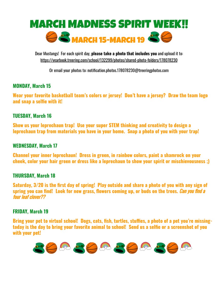 Check out our HSA's Spring themed Spirit Week. Don't forget to to snap some pics for the yearbook! #SMMindfulMustangs