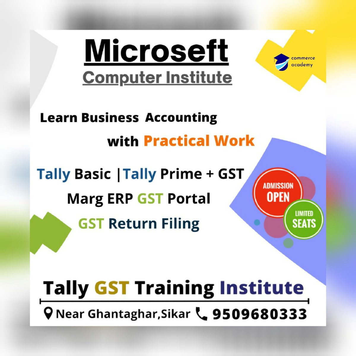 microseftsikar's tweet photo. #Learn_Accounting_Software #Admission_open
Course period - 3 /4/6/12 Months
#Tally_Prime | #Tally_GST | #Marg
#rkcl #rscit #sikar #microseftsikar #tally #gst #coumputercourse #tallygstcourse #computercenter #tallyprime #tallyprimecourse #gstcourse
#computercentersikar https://t.co/jYJBq7IoyL