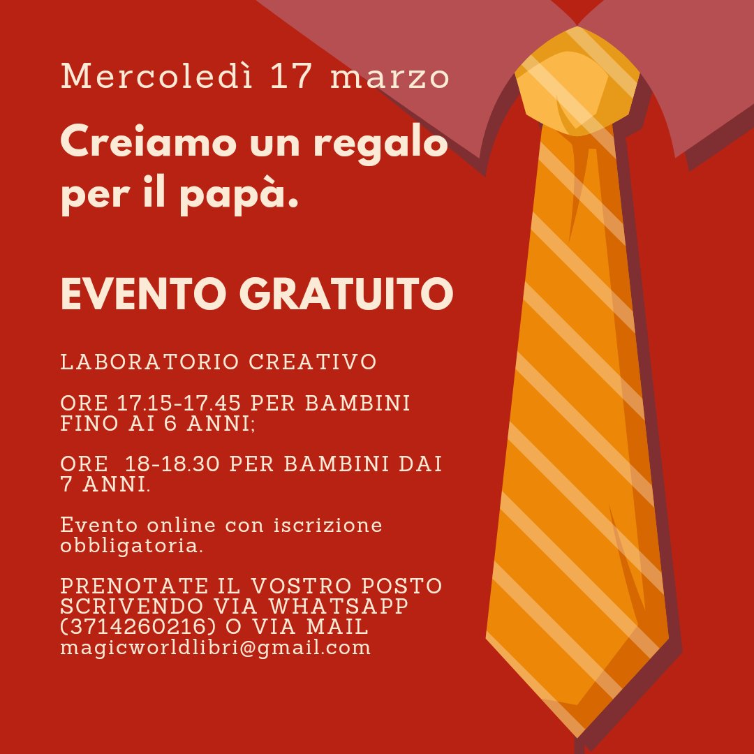Magikosmo's tweet photo. #festadelpapa' Noi ci siamo con delle attività  gratuite da proporre e che creano i vostri bambini con le loro mani.
#craft #gift #eventoonline #eventogratuito
ISCRIVETEVI E NON MANCATE
POSTI LIMITATI https://t.co/u6dSvgmes2