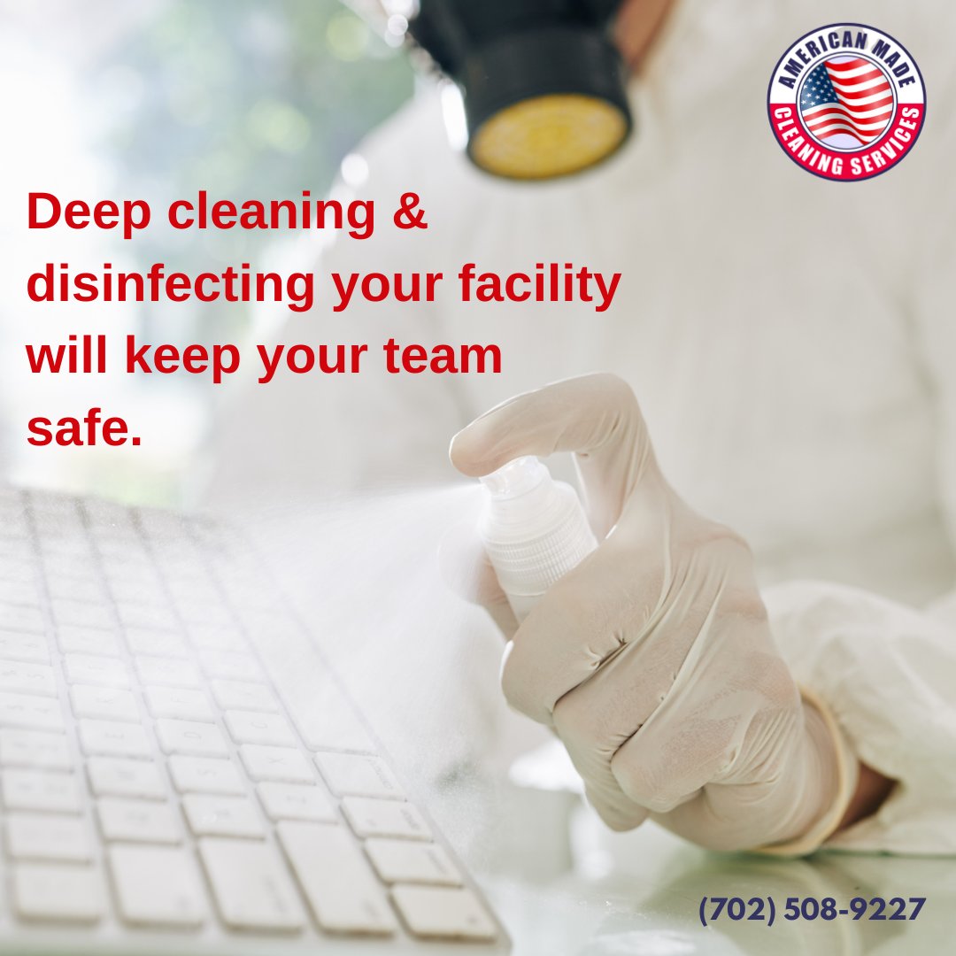 AmericanMadeCS's tweet photo. Deep cleaning and disinfecting for your facility will keep your team safe and free up your time. 

American Made Cleaning Services serves a multitude of industries throughout the Greater Las Vegas area. 

https://t.co/x3vLQwZbND https://t.co/5DX7qSUrBC