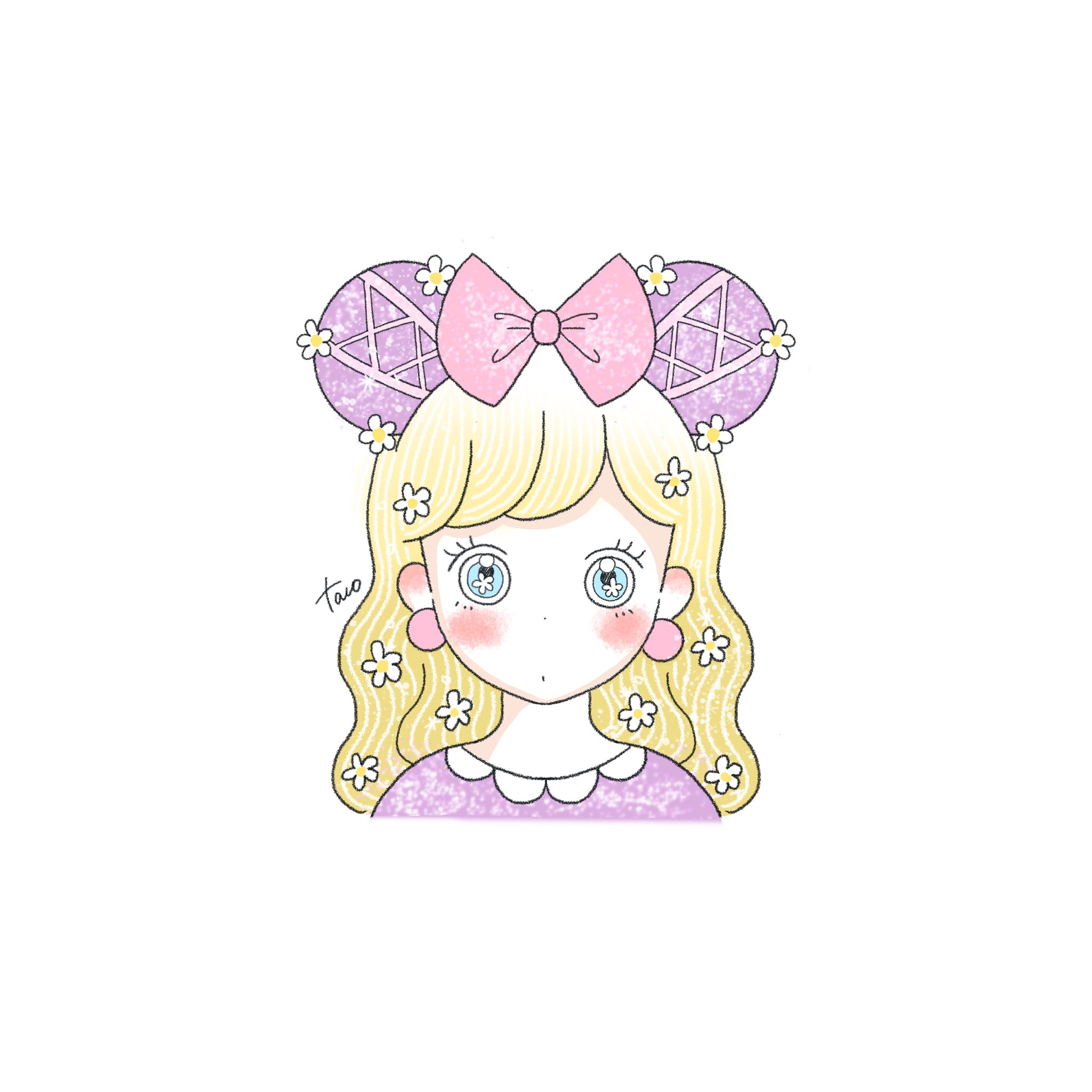 Tacomaru イラスト 在 Twitter 上 おはよーございます フリーアイコン ロングヘアver ラプンツェル エルサ ジャスミン オーロラです これでプリンセスカチューシャシリーズはおしまい Disneyland Disney ディズニー イラスト Illustrator T