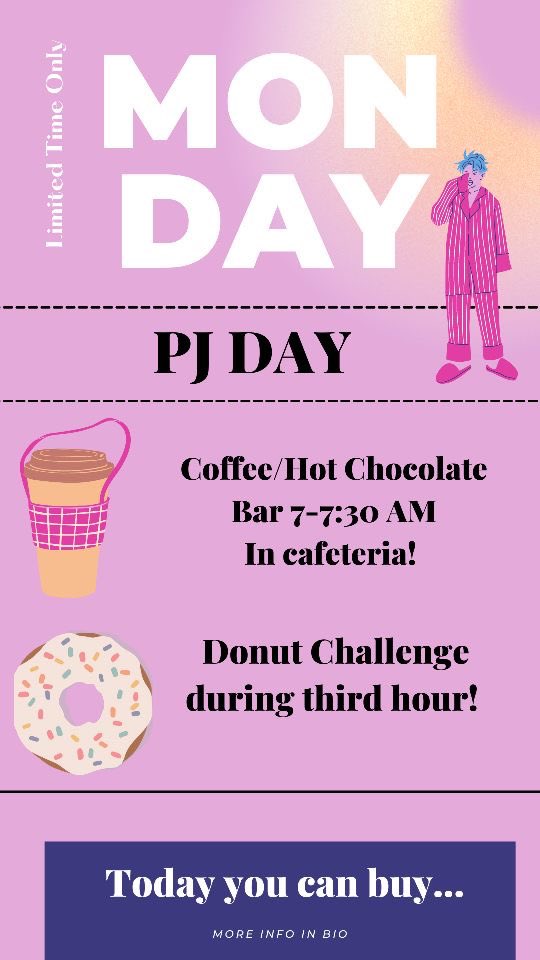 stoneycouncil's tweet photo. 🚨ITS ALMOST THAT TIME OF THE YEAR🚨 Tomorrow we kick off charity week with PJ day and hot coffee/cocoa sold before school. Also, team up with your third hour to accumulate cash and win donuts!! https://t.co/bZwtfEXsyr