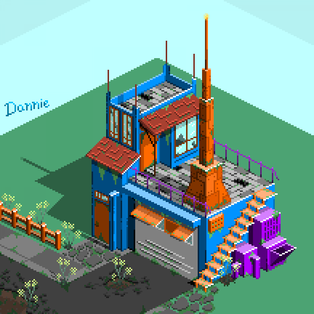 BitsDannie's tweet photo. First public #pixelart, An abandoned metal scrap outpost https://t.co/RMa7OJXTgz