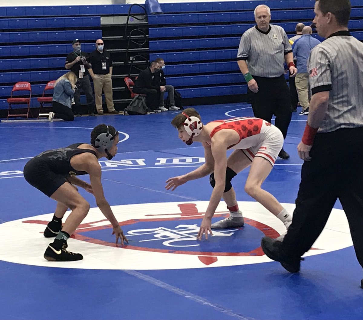 CopleyWrestles's tweet photo. CONGRATULATIONS to Freshman Javan Yarbrough ⁦@JavaanYarbrough⁩ for securing 5th Place (106#) at the OHSAA State Wrestling Tournament.  From the pictures below, He gave it everything he had.  Super proud of this young man. You’ve set the stage for your return in 2022. 💙💛 https://t.co/rJMpwaydkf
