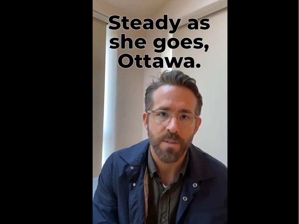 Ottawa Public Health ropes in Ryan Reynolds for message of 'steady as she goes, Ottawa'