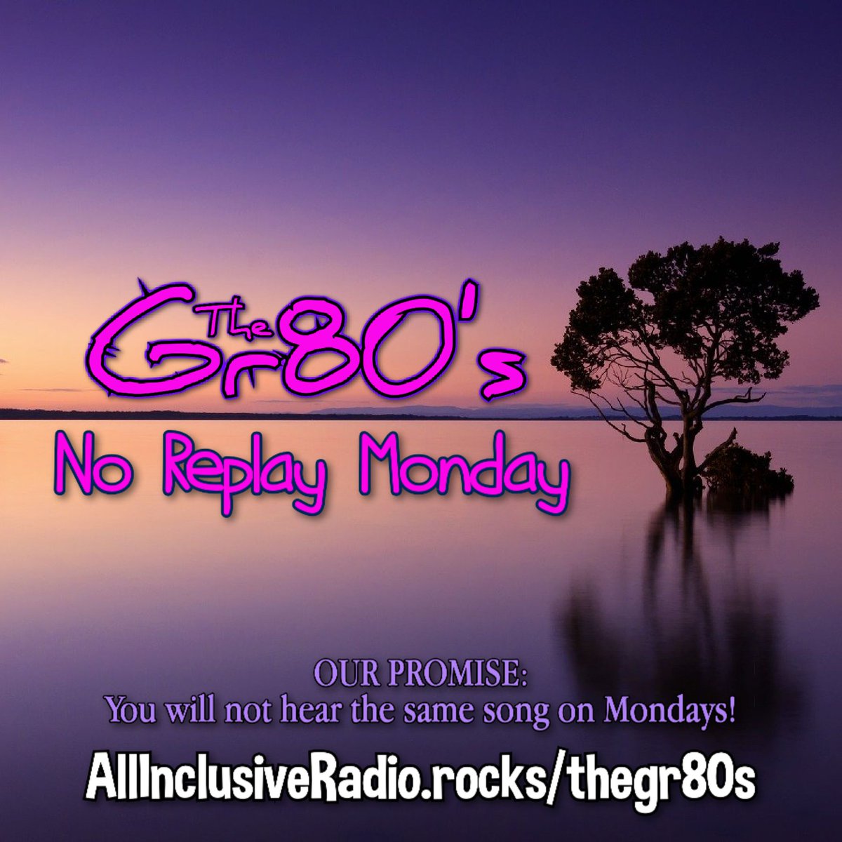 Don't forget that Monday's on The Gr80's are #NoReplayMonday ~~ We won't play a song more than one time on Mondays... all day, every Monday.  Listen without the fear of repeats, every Monday on The Gr80's... All 80's, All Day, Every Day!
#80sRadio #OnlineRadio