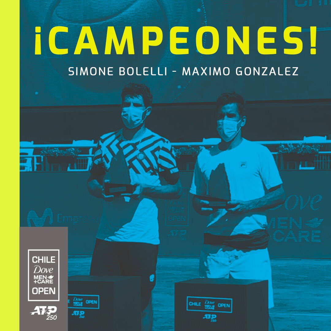 ¡CAMPEONES 🇦🇷🇮🇹! 🏆 @machigonzalez1 y @BolelliSimone se consagraron campeones en la categoría de dobles🎾🔥👊🏼 Felícitaciones 🎉👏🏾 #ChileDoveMenCareOpen