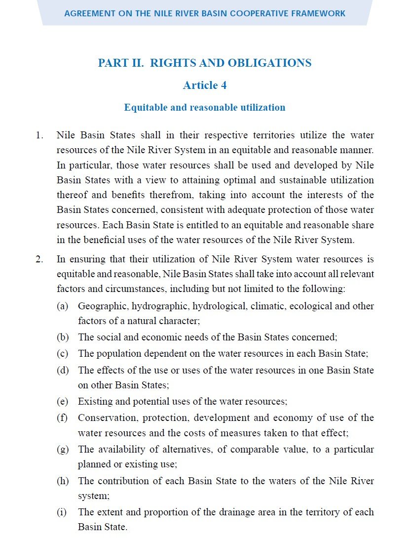 #Equitable and #Reasonable utilization shall take into account all relevant factors and circumstances, including but not limited to
#Geographic, #ClimaticFactors
#EconomicNeeds
#PopulationDependence
#ContributionOfBasinState
#ProportionOfDrainageArea in each basin state