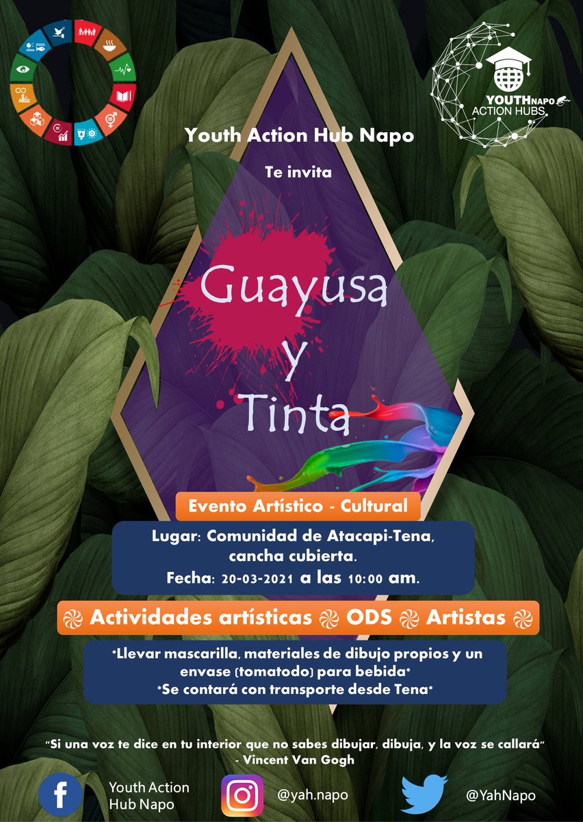 YahNapo's tweet photo. 📣Se viene el evento artístico y cultural 
 🎭 ¡ GUAYUSA Y TINTA ! 🎨
¡ Y no te lo puedes perder !

Si tienes dudas al respecto, no dudes en comentarnos por nuestras redes sociales o al 0984200121 https://t.co/UC09CaHQe5