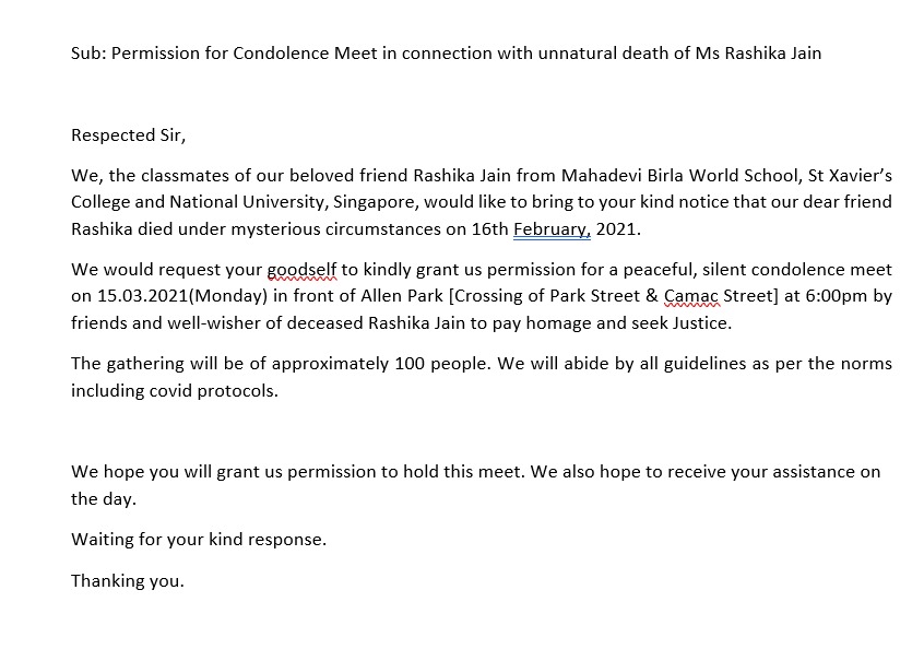 PoojaAg92251787's tweet photo. @CPKolkata @KPDetectiveDept @TajinderBagga 
We seek Justice for Rashika. We want your permission for a peaceful, silent condolence meet. 
#JusticeForRashika https://t.co/vuqOIfHSnM