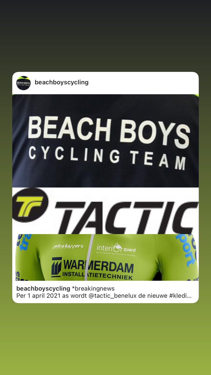 Per 1 april 2021 wordt @tactic_ benelux de nieuwe #kledingpartner voor de renners <a href="/BeachBoysNwijk/">BeachBoys cyclingteam</a>