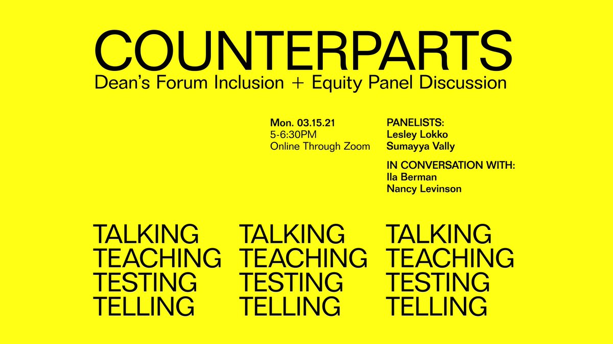 PlacesJournal's tweet photo. TOMORROW at 5pm ET: join us + @UVaSARC for Counterparts, a discussion on #race, #gender, #identity, #difference + #diaspora in #architecture, featuring Lesley Lokko, Sumayya Vally, Ila Berman + Nancy Levinson. Register: https://t.co/LNxjWXDRPL #placesacademicpartners @uj_gsa https://t.co/2JZLk7MtqR
