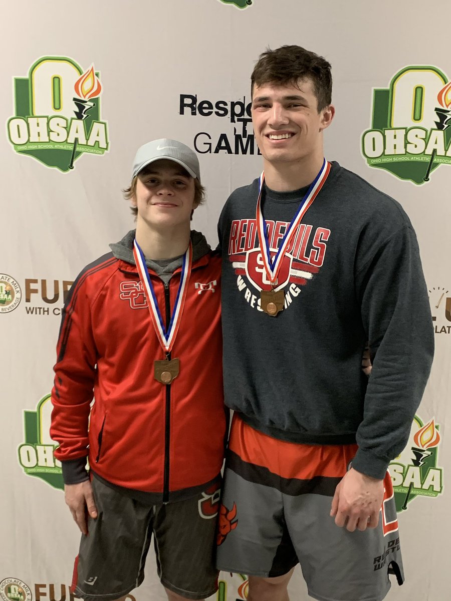 stcathletics1's tweet photo. Congratulations to Koen Kish and Reese Skaggs at the Div. 2 State Wrestling Tournament!  Koen finished 3rd and Reese finished 5th!  2 outstanding careers for these 2 amazing seniors!  Gooo Red Devils! https://t.co/arQ8UnjcEm