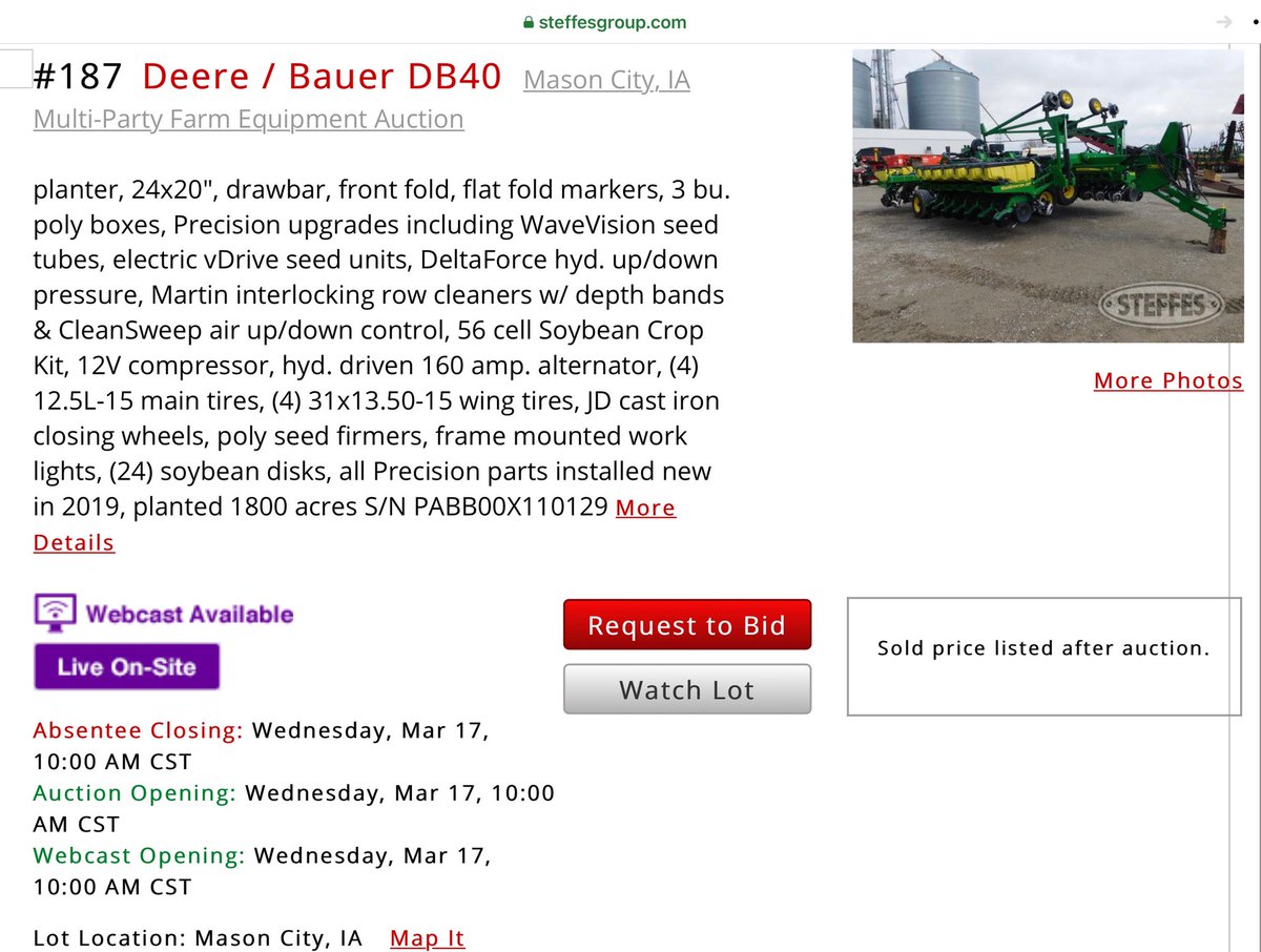 joe_malecek's tweet photo. @PlantingSystems DB 24/20 planter on Steffes auction March 17th. Take a look. https://t.co/4j95M72j8g https://t.co/DCx22yxdyf