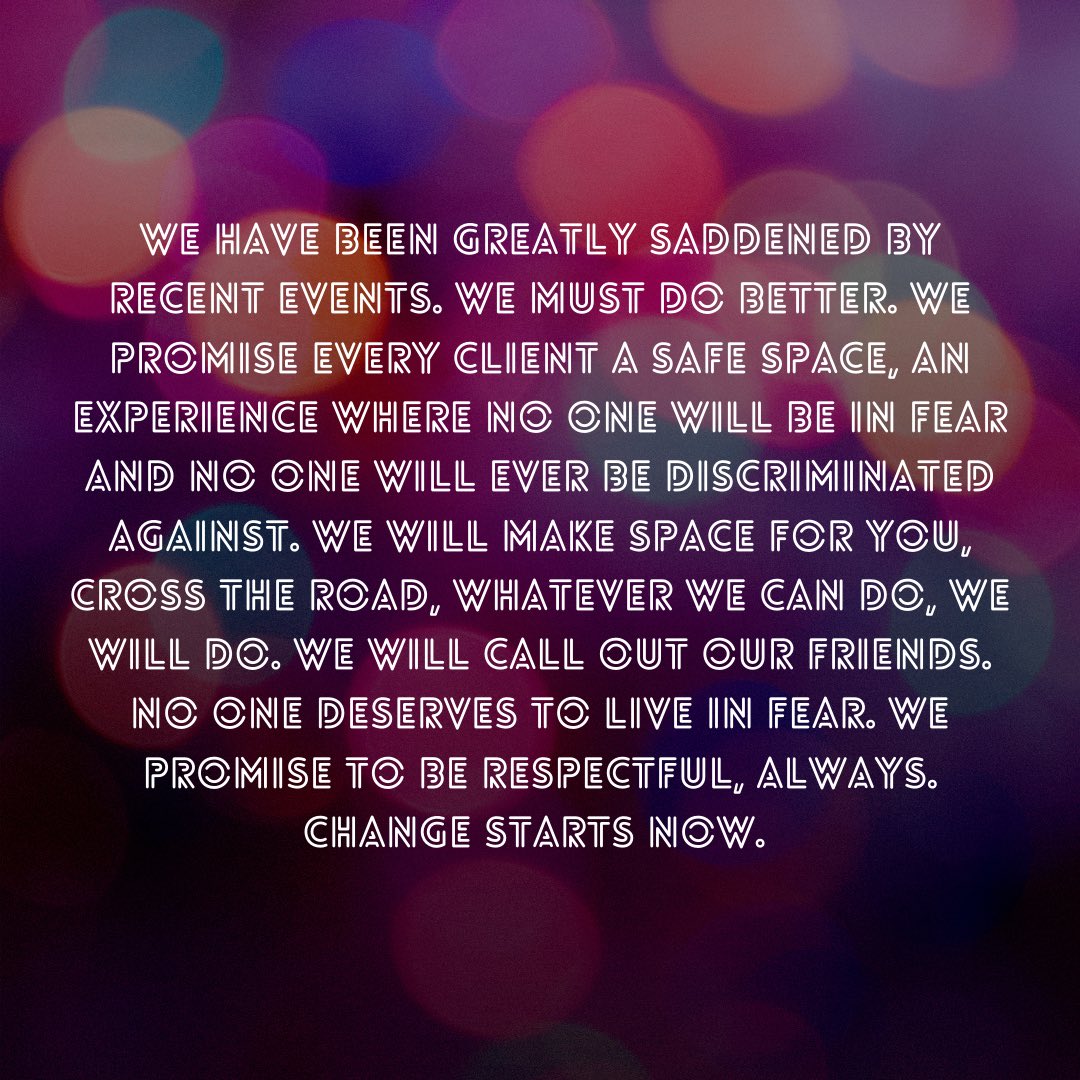 We can’t sit silent, we’re speaking up and we promise to do better. No one deserves to live in fear. 

Ben, Tom and Aaron Xx