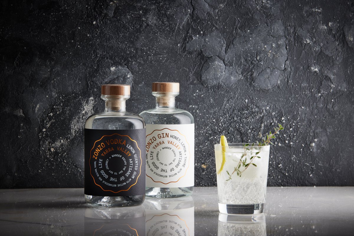 ZonzoEstate's tweet photo. We are so excited to add Zonzo Spirits to our product range. We now have two Gin's and a Vodka available. All have been lovingly crafted in the Yarra Valley as a unique expression of our home #ginlovers #gin #Spirits https://t.co/qIhm2j0aZF