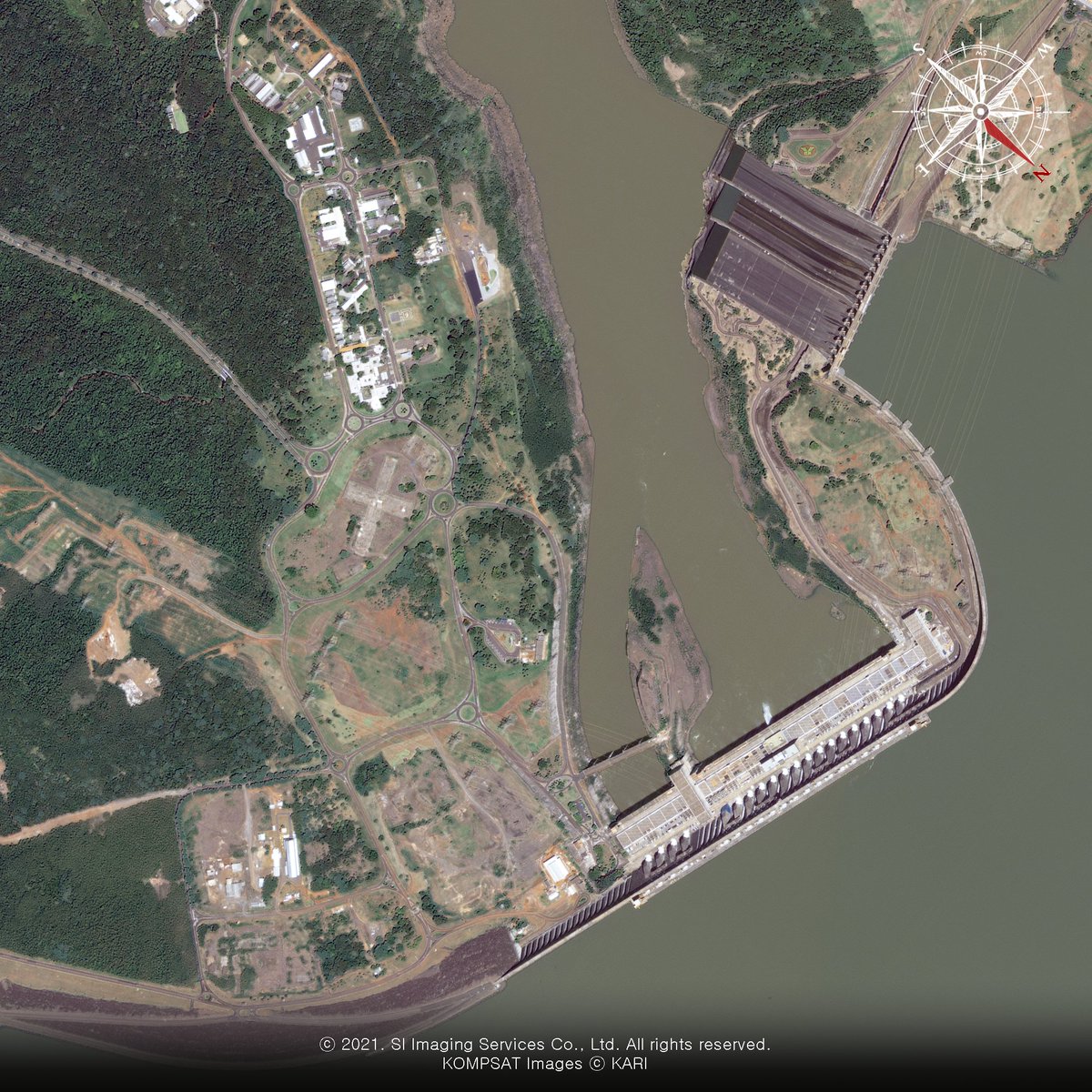 The Itaipu Dam is the largest dam in Brazil. As demands for existing and new dams increase, information on the dams’ location became crucial to meet growing irrigation needs for food production and hydropower for renewable energy. 
#KOMPSAT #Dam #Itaipu #Brazil