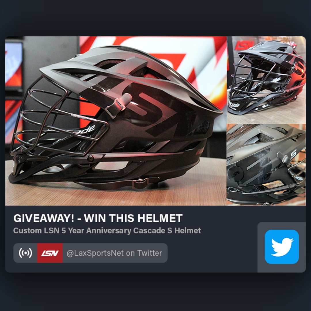 🚨GIVEAWAY🚨
Win a custom 'blacked out' LSN helmet to commemorate our 5th anniversary #LSN5
TO ENTER:
1) Retweet this post 🔃
2) Must be following @LaxSportsNet &amp; <a href="/CascadeLacrosse/">Cascade Lacrosse</a>
Winner announced on March 20th