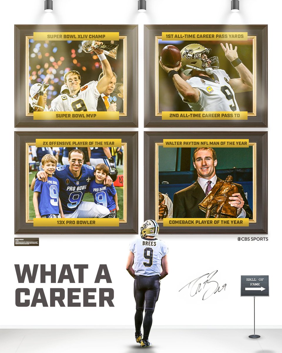 NFLonCBS's tweet photo. Drew Brees announces his retirement from the NFL. 

Here's to an incredible career 🙌 https://t.co/p9TabptX77