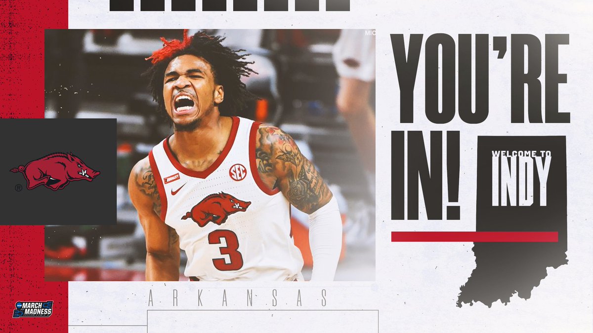 Arkansas is IN! 🕺

Welcome to Indy, <a href="/RazorbackMBB/">Arkansas Razorbacks Men’s Basketball 🐗</a>! #SelectionSunday